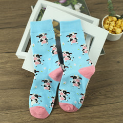 Cow Print Mid Tube Socks for Women