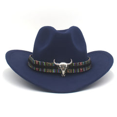 Classic Western Cowboy Hats Bull Decor Ethnic Style Felt Hats