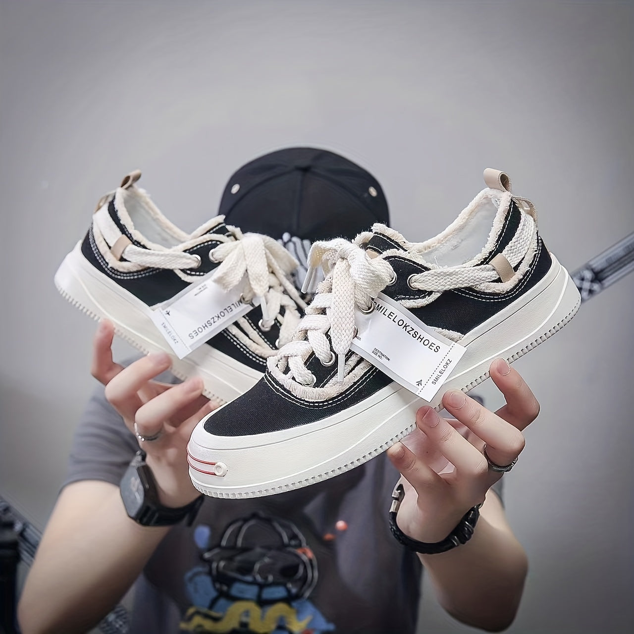 Men's Distressed Lace Up Canvas Sneakers Casual Outdoor Walking Shoes