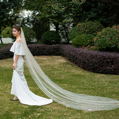 Cathedral Bridal Veil with Rhinestone Embellishments Sheer Tulle Wedding Accesso