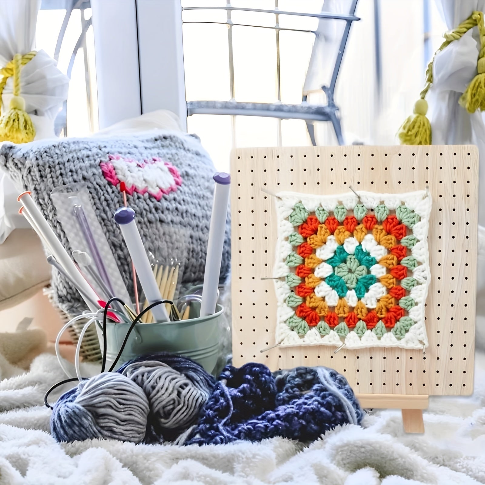 Crochet Blocking Board Handcrafted Full Kit With 10 Stainless Steel Rod Pins