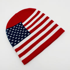 Red American Flag Knitted Hat