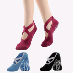 Women's Non-slip Yoga Socks Towel Bottom with Invisible Strap