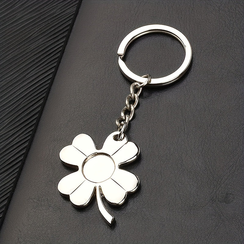 Clover Keychain Fortune Metal Key Ring Purse Bag Backpack Car Key Charm