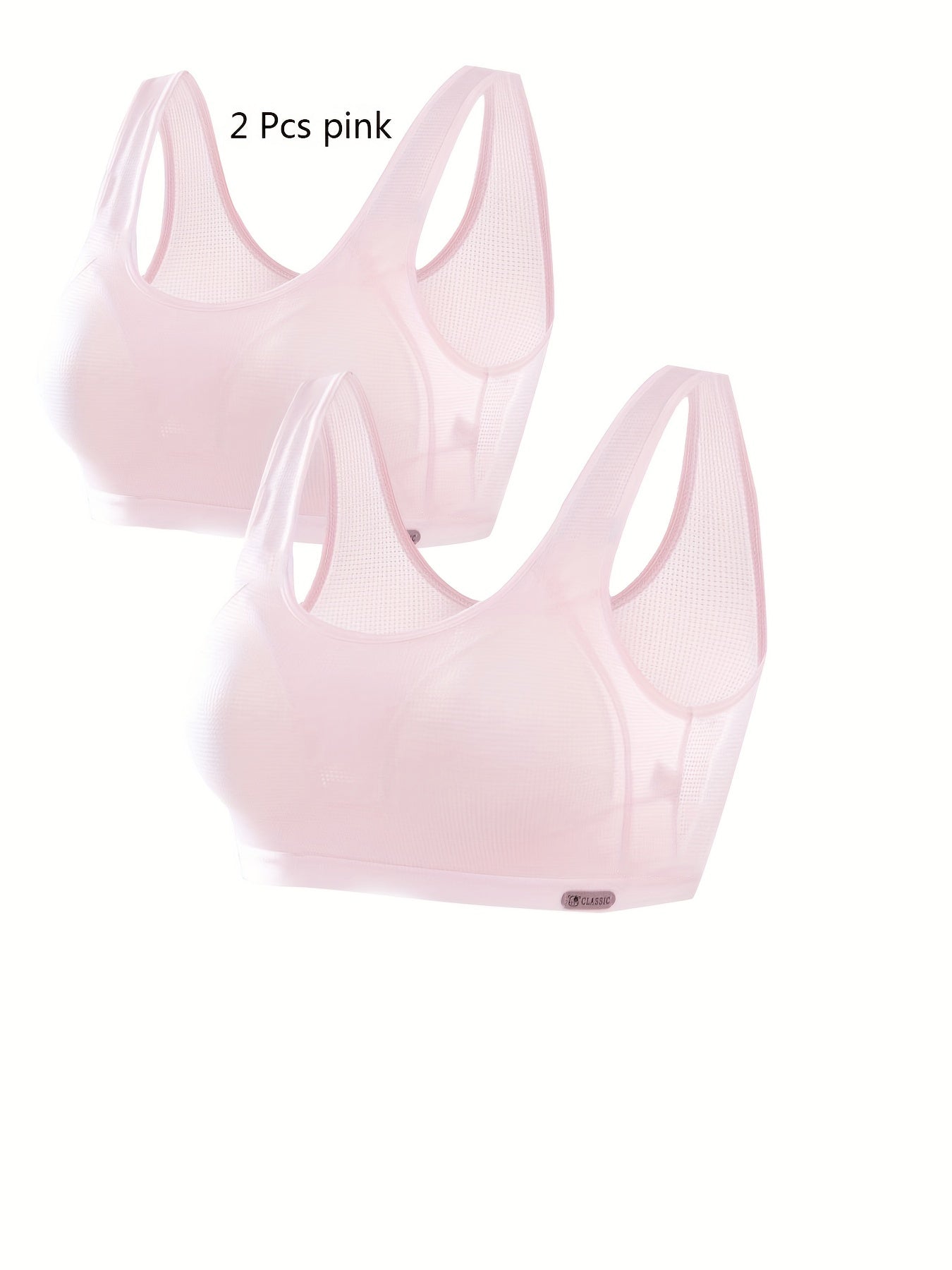 2pcs Solid Sports Bras Comfy & Breathable for Women
