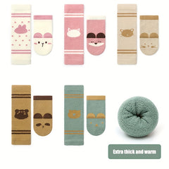 2pcs Baby Girls Coral Fleece Socks Knee Pads Set Infant Toddlers Sleep Socks