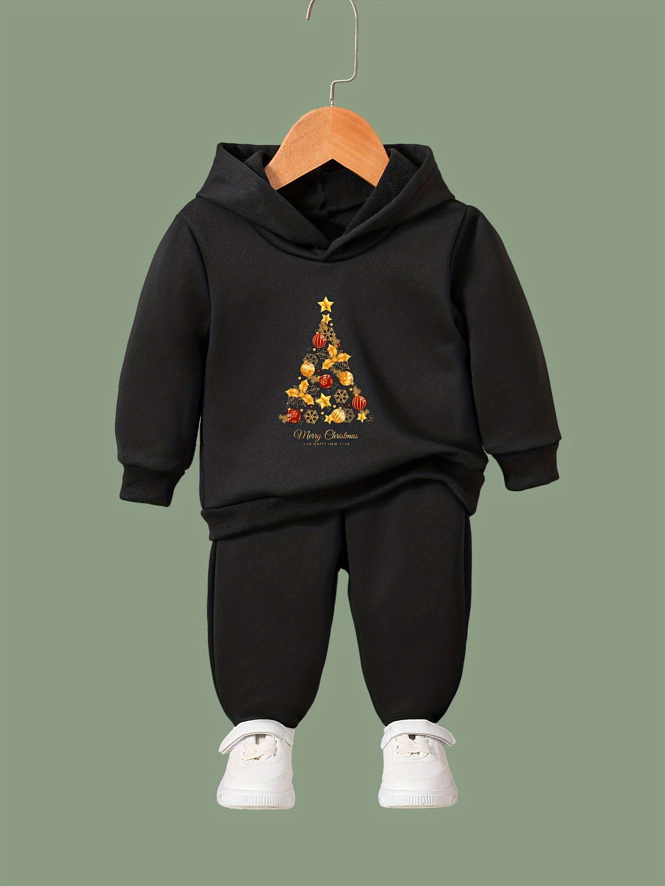 Girls 2pcs Hoodie Jogger Pants Set for Christmas, Sports, Spring and Fall