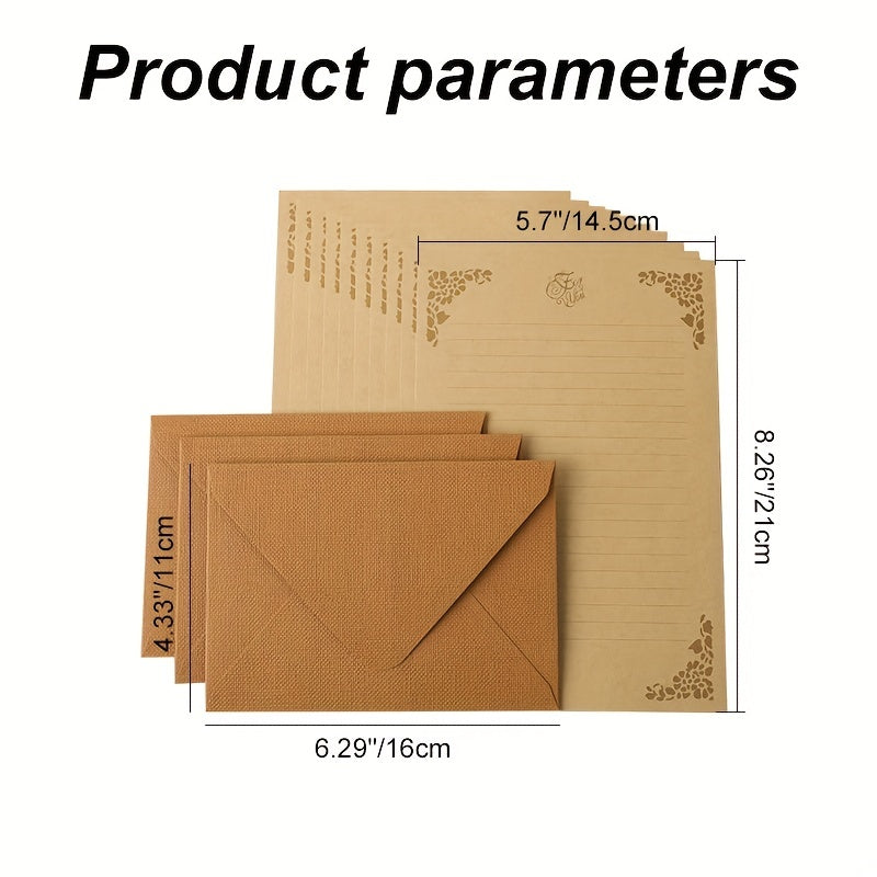 Vintage Stationery Set: 6 Burlap Envelopes & 10 Writing Papers