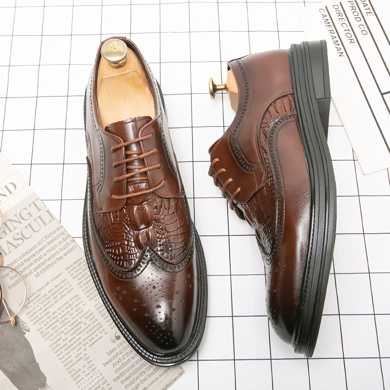 Men's Brogue Wingtip Derby Shoes Lace up Front Dress Shoes