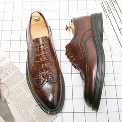 Men's Brogue Wingtip Derby Shoes Lace up Front Dress Shoes