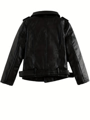 Girls Leather Jacket Kid Outwear Zipper Faux Leather Spring Autumn Pu Jacket