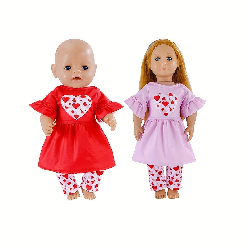 Cute Doll Outfit for 15-17 Inch Dolls - Heart Skirt & Pant Set