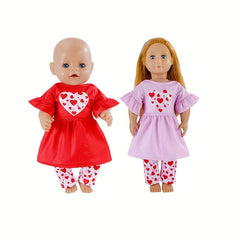 Cute Doll Outfit for 15-17 Inch Dolls - Heart Skirt & Pant Set