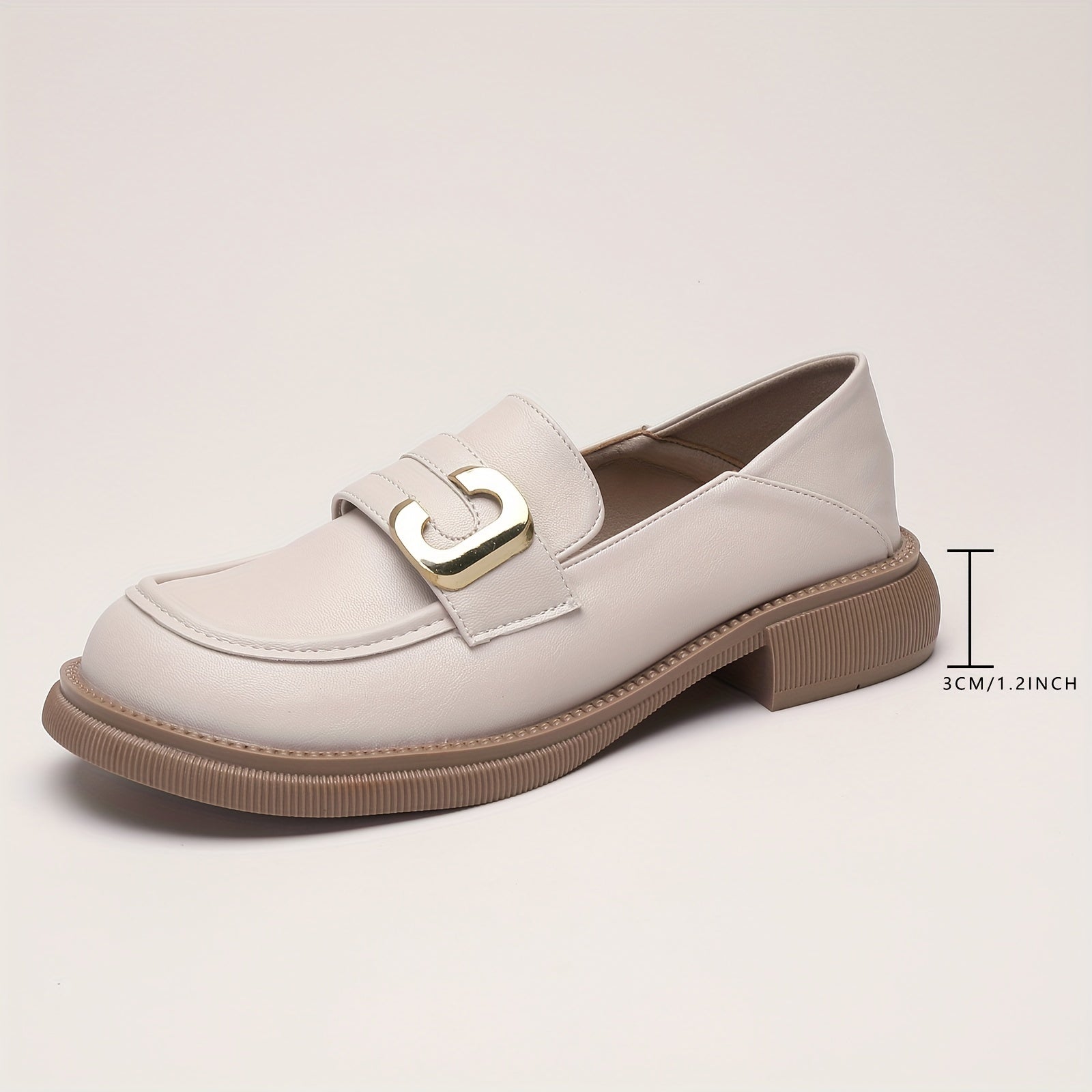 Women's Letter Chunky Heel Loafers Stylish Outdoor Shoes