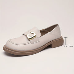 Women's Letter Chunky Heel Loafers Stylish Outdoor Shoes