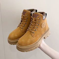 Letter Patch Lace-up Combat Boots