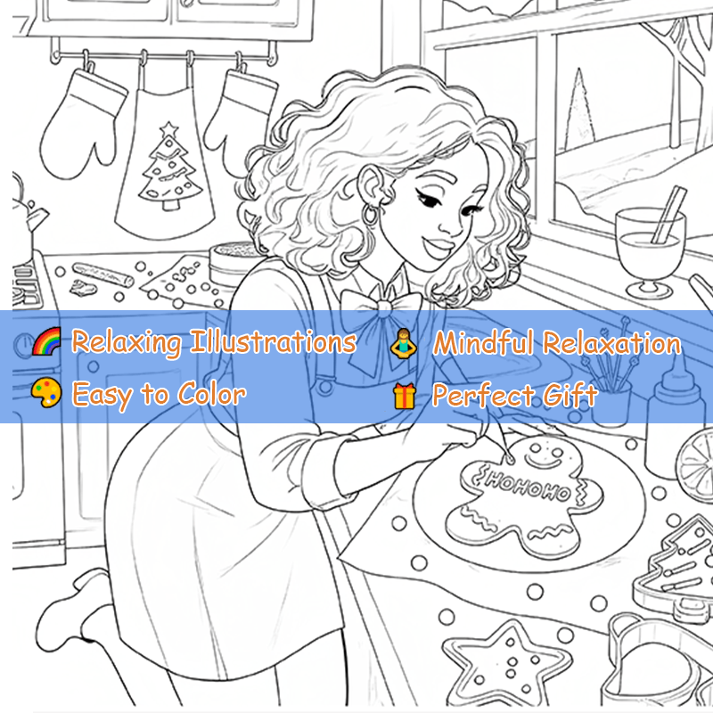 Christmas Adult Coloring Book Santa Reindeer Snowman & Holiday Scenes