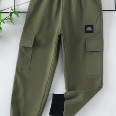 Boys Cargo Pants Elastic Waist Big Pockets Casual Kids Clothes