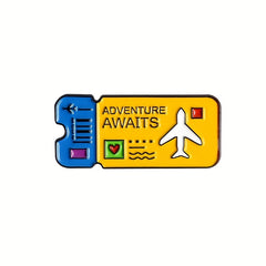 Stylish Airplane Ticket Brooch Metal Pin Buckle Accessory