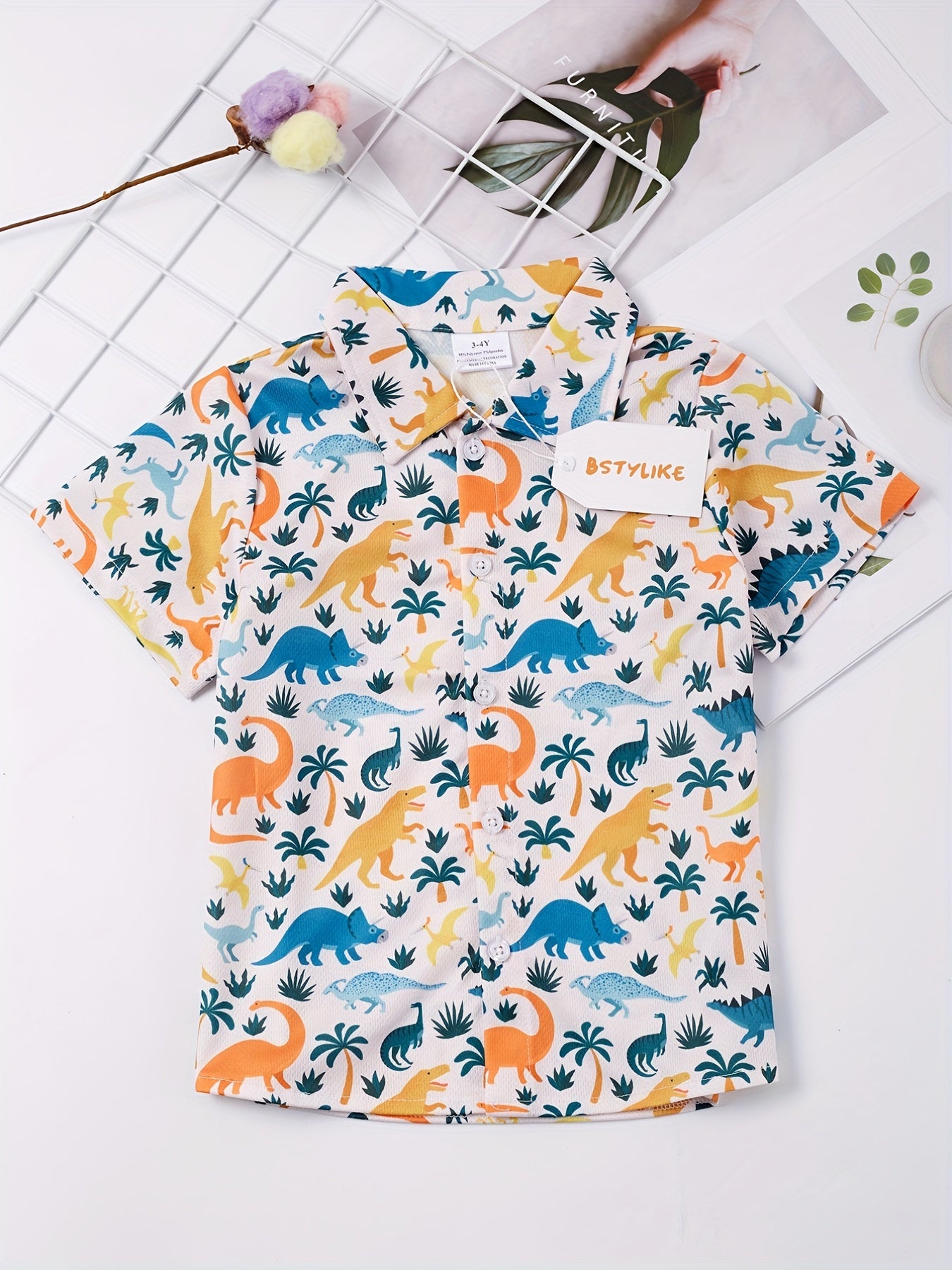 Boys Casual Vneck Short Sleeve Button Up Shirts for Summer