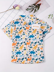 Boys Casual Vneck Short Sleeve Button Up Shirts for Summer