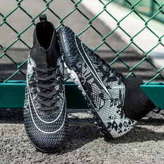 Boy's High Top Turf Football Boots Anti skid Breathable Lace Up TF Soccer Cleats