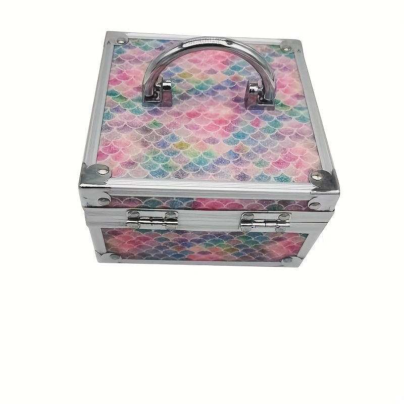 Travel Jewelry Box Aluminum Cosmetic Storage Box Makeup Organizer with Mirror