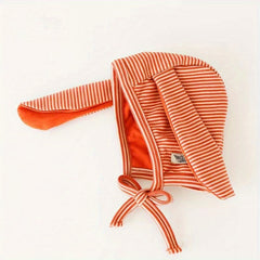Baby Striped Rabbit Ear Cap For Spring And Autumn 33cm