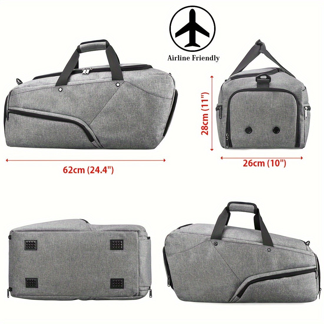 Large Capacity Gym Fitness Bag with Shoes Compartment Waterproof Storage