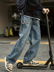 Men's Patchwork Denim Pants for Spring Summer