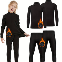Kids Ski Outfit Turtleneck Pullover Slim Leggings Set