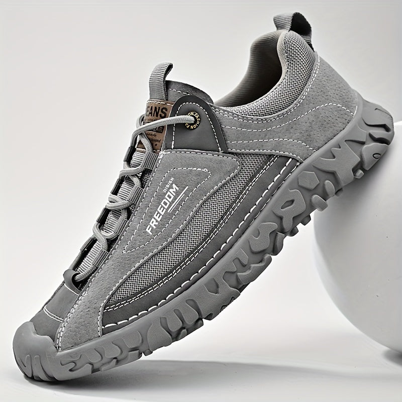 Men's Leather Stitch Sneakers Wear resistant Non Slip Outdoor Shoes