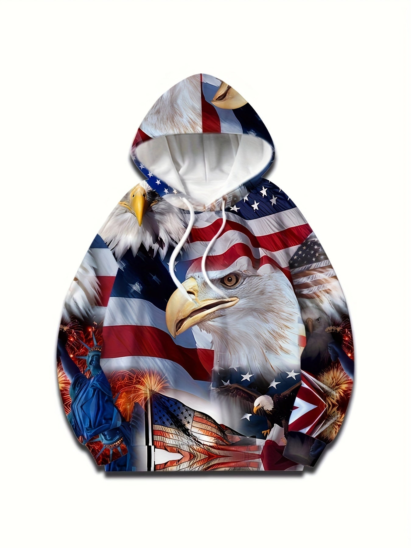 Flag Eagle Hoodie 3D Print Graphic Hooded Pullover for Men
