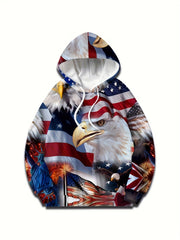 Flag Eagle Hoodie 3D Print Graphic Hooded Pullover for Men