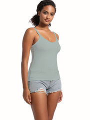Solid Cami Sleep Tops Casual & Comfy V Neck Top Women's Sleepwear