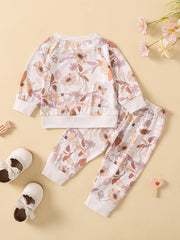 Baby Girls Floral Print Sweatshirt Top & Pants Set