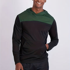 Men's Block Hoodie With Pocket Casual Active Slightly Stretch Hooded Sweatshirt