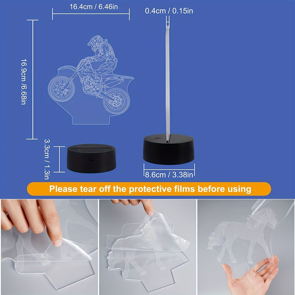 Dirt Bike Night Light 3D Illusion LED Light Kids Room Decor Lamp