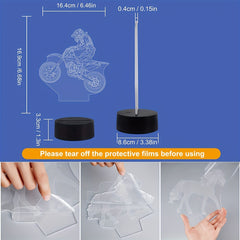Dirt Bike Night Light 3D Illusion LED Light Kids Room Decor Lamp
