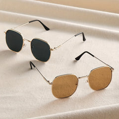 Square Metal Sunglasses UV400 Sun Shades for Beach Travel