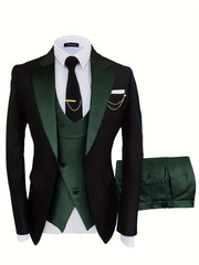 Formal 3 Pieces Set Men's Business Suit for Dinner Wedding Party
