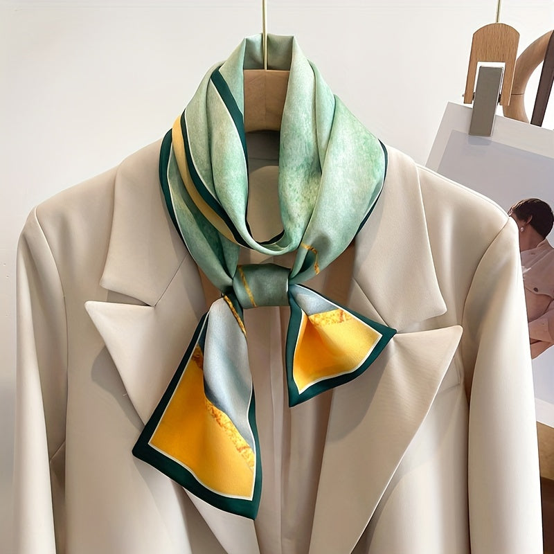 Vintage Print Satin Long Ribbon Scarf Neckerchief