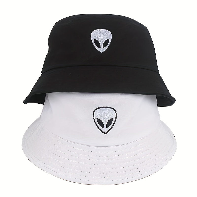 Alien Embroidered Bucket Hat Couple Basin Hat Lightweight Sunshade Cap