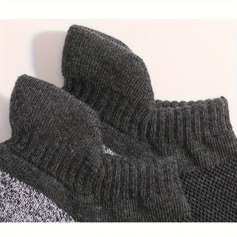 6 Pairs Men's Striped Ankle Socks Stretch Printed