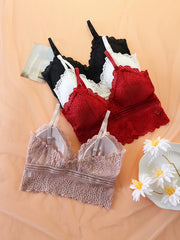 4pcs Lace Wireless Push Up Bras Breathable & Comfy Women's Lingerie