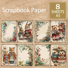 8 Christmas Animals Decoration DIY Student Stationery Retro Diary Pages