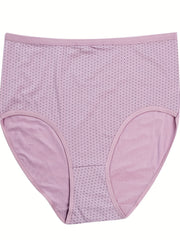 4 Pack Plus Size Basic Panties Set Women's Plus Pin Dot Print Underwear