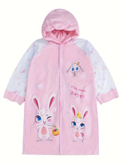 Sweet Girls Boys Splicing Bunny Long Sleeve Hooded Raincoat