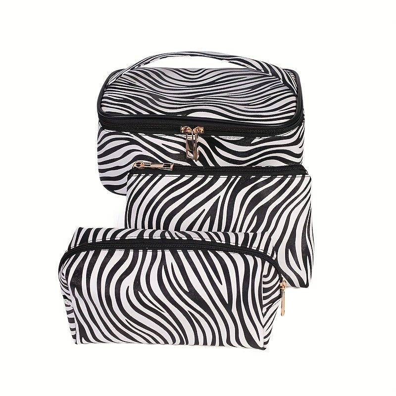 3Pcs Marble Pattern Makeup Bags Set