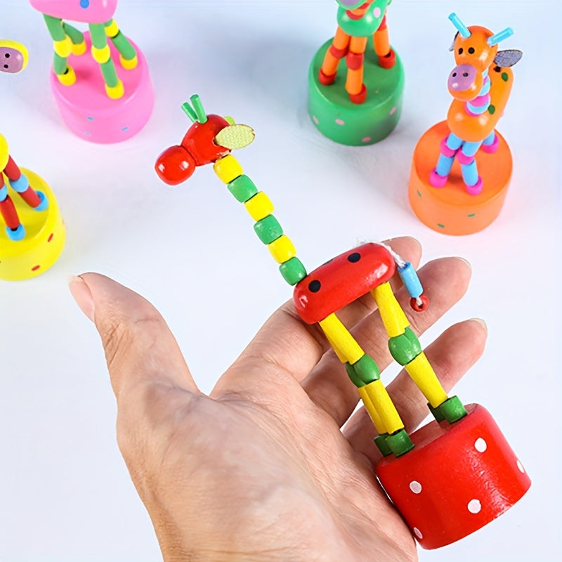 4pcs Swing Station Bucket Animal Finger Toy Wooden Giraffe Dance Toy